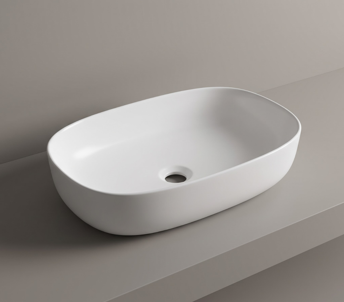 Solid Surface Washbasin Matt White