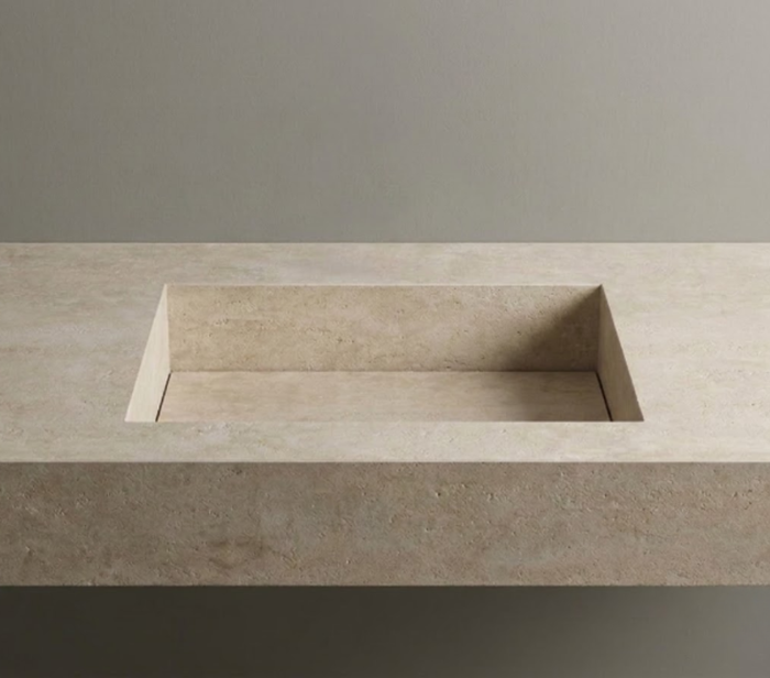Matt Travertino Stoneware Integrated Sink